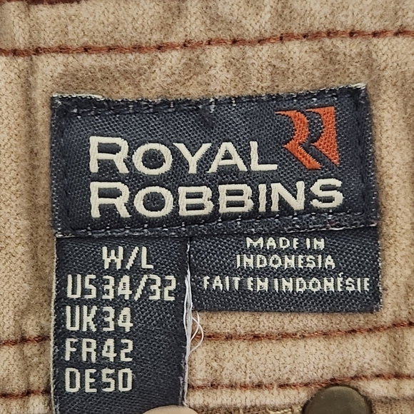 ROYAL ROBBINS brushed moleskin cotton pants men camel 34x32 - Picture 10 of 15